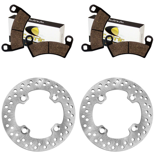 2 Front Brake Disc Rotor And Pads for Polaris Ranger Crew XP 1000 2017-2018