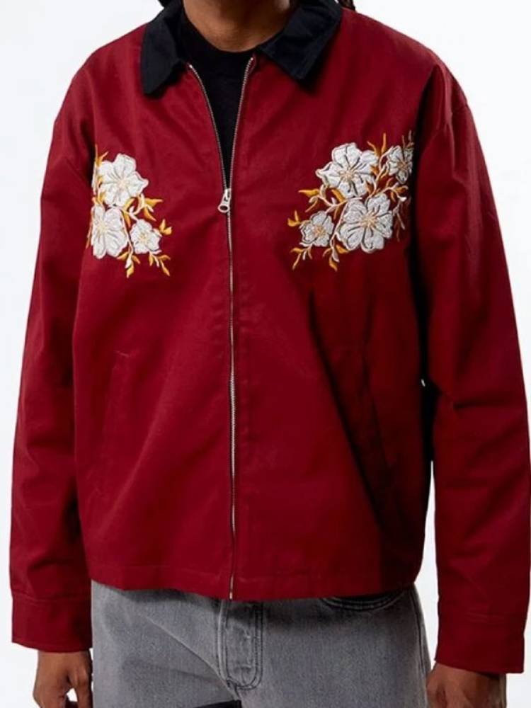 Assisted Living S05 Burgundy Floral Patch Jacket