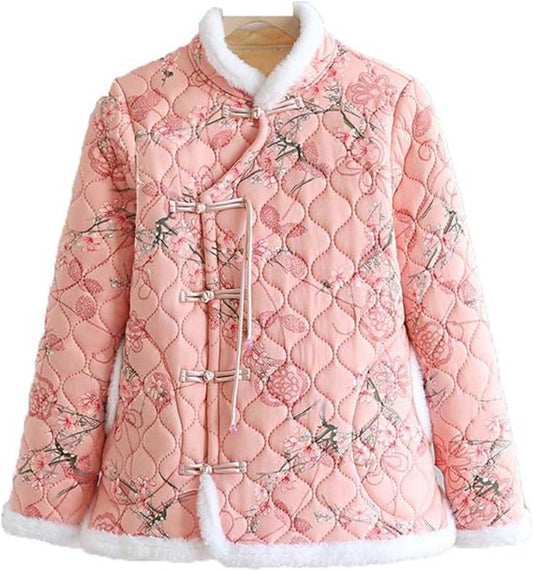 Chinese Flower Cotton Pink Jacket